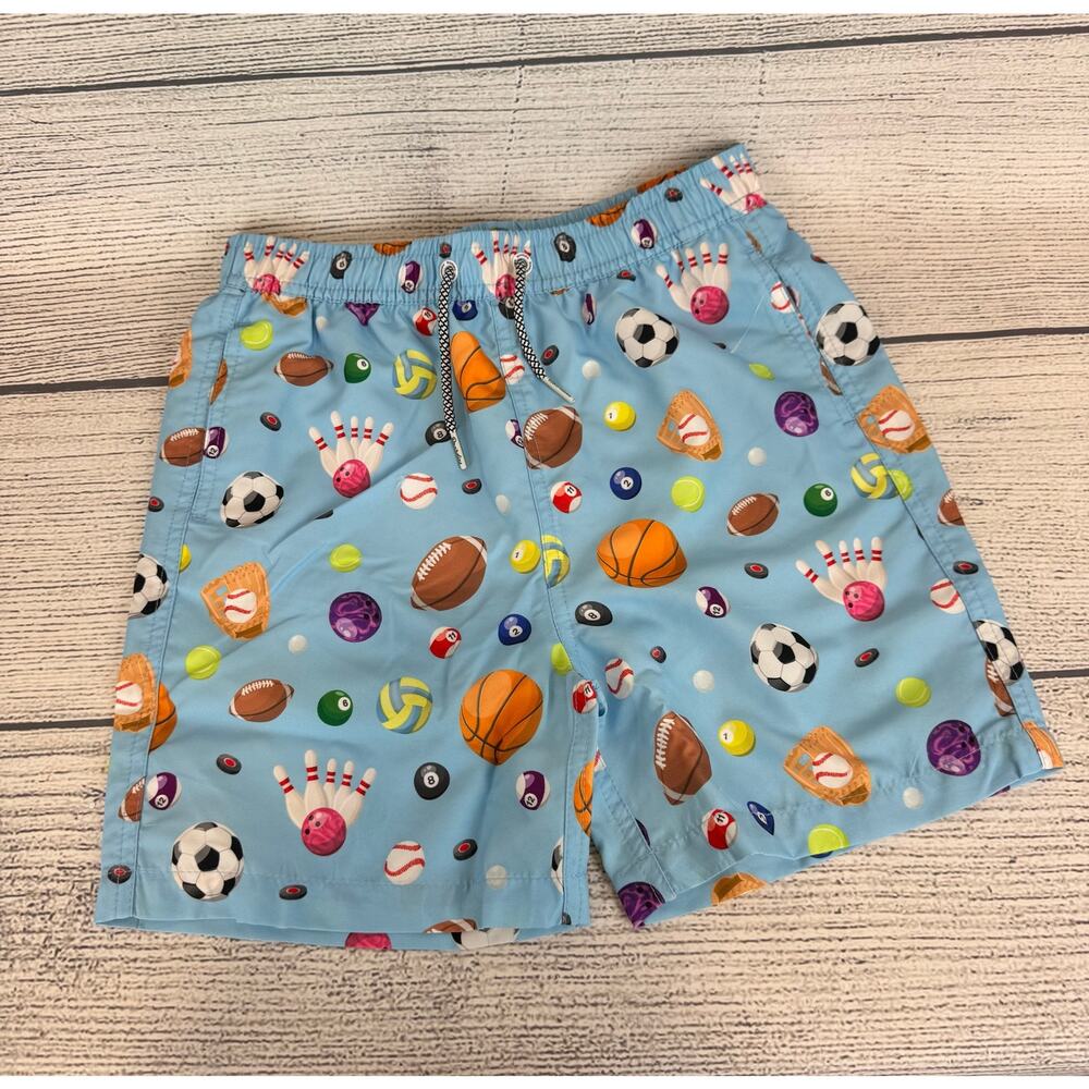 Boardies Boy's Blue Sport Theme Printed Swim Trunks Size 9/10